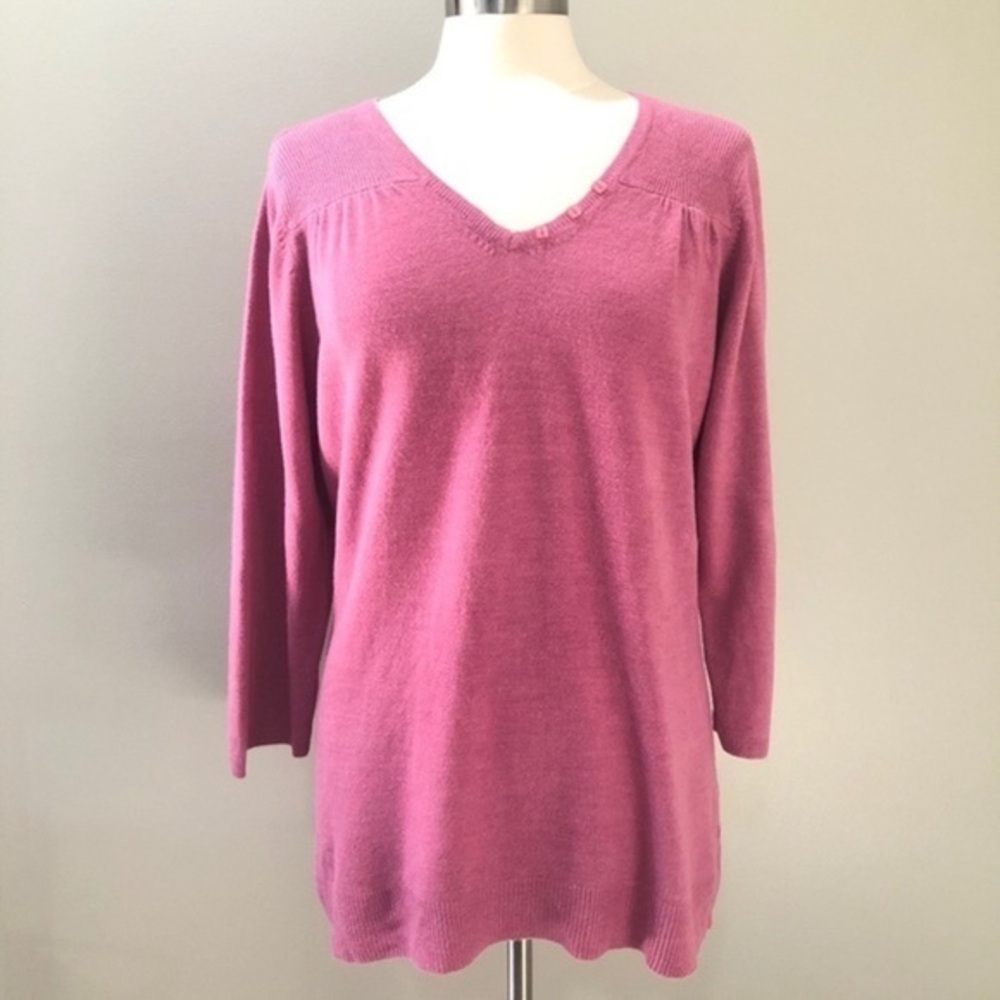Carolyn Taylor pink v neck sweater, size XL